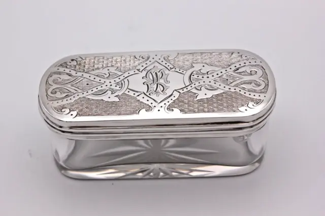 Nice Rounded Rectangular Silver Plated and glass Victorian Vanity Bottle