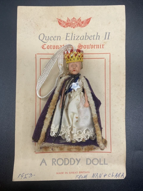 RARE ORNEMENT POUPÉE souvenir couronnement reine Elizabeth II EUR 83,45