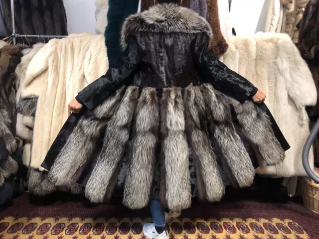 Full length silver fox coat hotsell