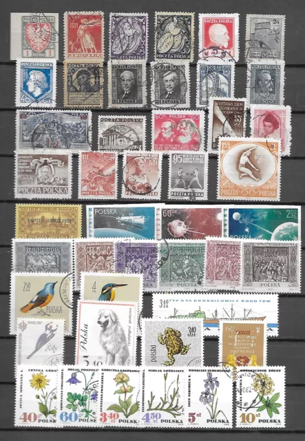 Pologne Lot  45 Timbres Obliteres Bonnes Petites Valeurs  Cote 65 Euros