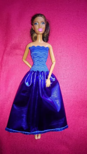 Barbie Glitzer Puppen Kleid Royal Blau Ballkleid Prinzessin Abendkleid K02 dress 3