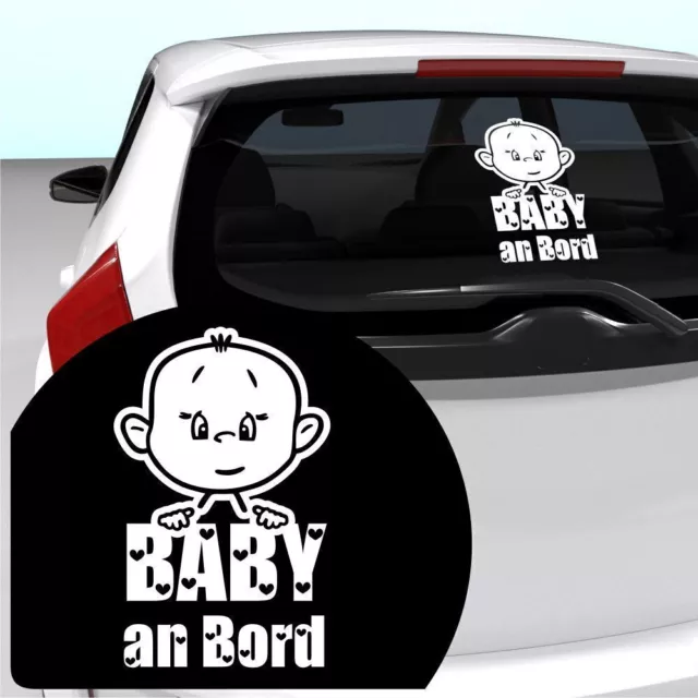 Baby an Bord Auto Aufkleber Fahrzeug Dekor Sticker Weiß 26x16 cm N18014D