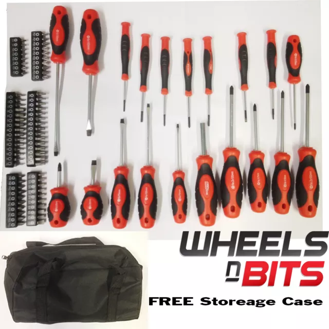 89pcs Screw driver & bits set Chrome Vanadium Soft Rubber Grip Handles Free Case