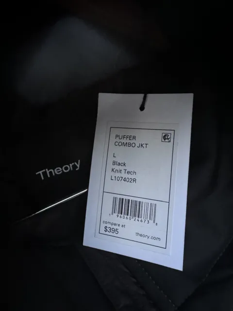 NWT$395 THEORY *COMBO PUFFER*Down Jacket 90% Down Coat Jacket Black Tech Large