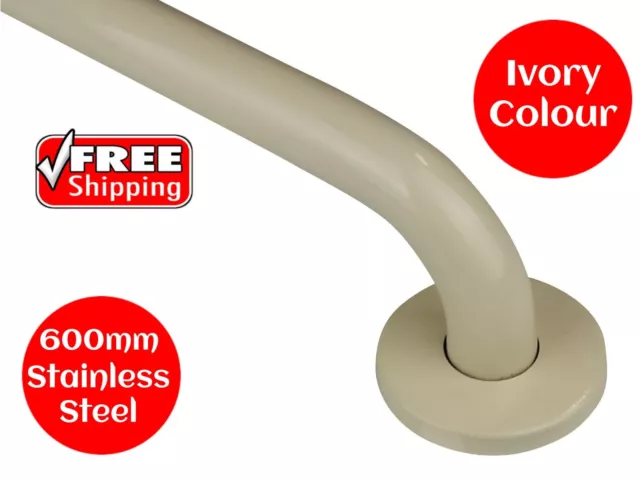 SAFETY RAIL 600mm GRAB BAR STAINLESS STEEL BEIGE SHOWER BATHROOM HANDRAIL