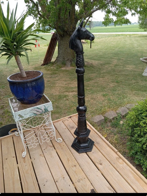 Antique Cast-Iron Horse-Head Hitching Post 19th Century - Full Post Is Very Rare