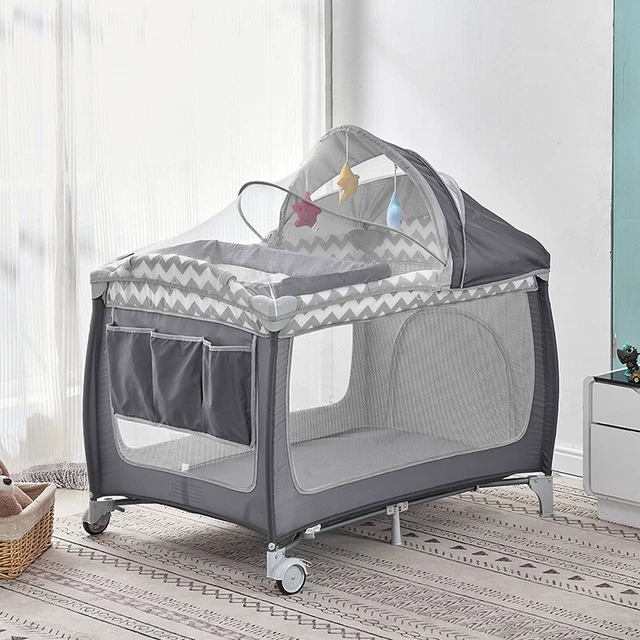 Foldable Baby Travel Cot Crib Bed with Infant Changing Table Playpen Bassinet