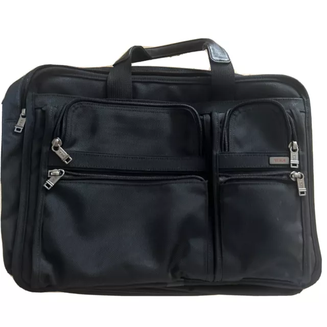 TUMI Alpha Black Ballistic expandable Laptop Business Briefcase No Strap