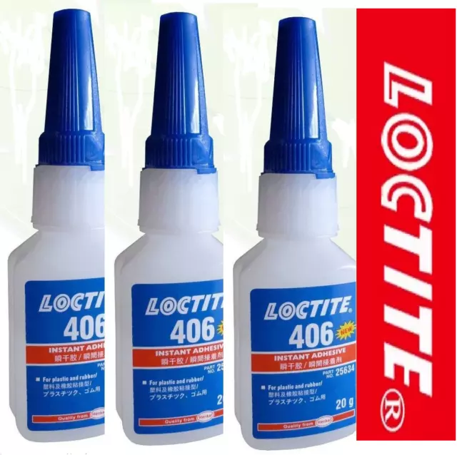 3 x LOCTITE® 406 20g (25ml) Fast Curing Instant Adhesive Industrial Super Glue A