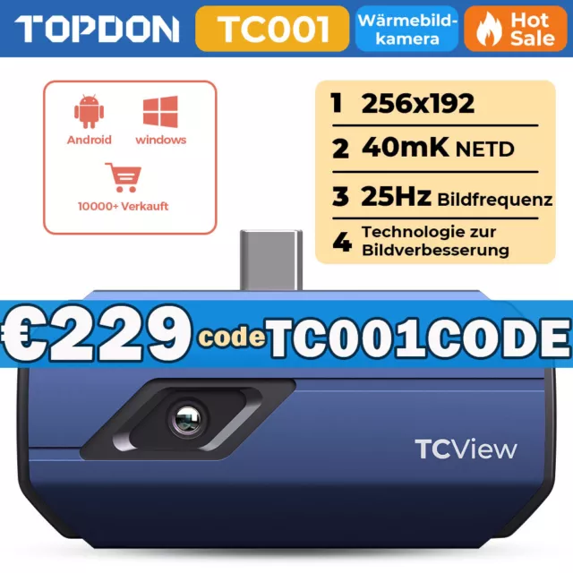 TOPDON TC001 IR Wärmebildkamera 40mk Temperature Optimized 256x192 für Android