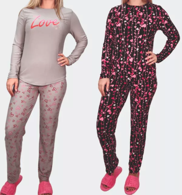 Pyjamas Ladies Womens PJ  Nightwear Sleep Lounge Suit Soft touch Top Bottoms NEW