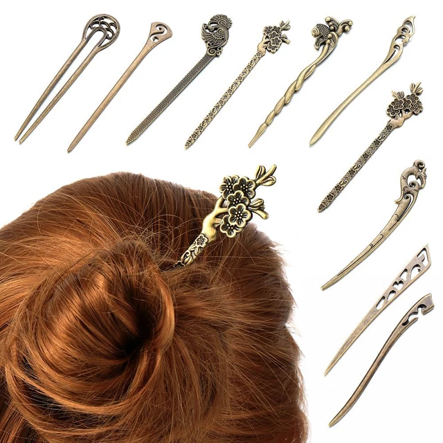 der Hair corte de pelo horquillas de bronce horquilla vintage Hair Sticks
