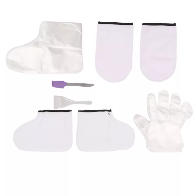 White Wax Bath Mitts Set Large Brush Purple Spatula Soft Mitts Foot Cover IDS