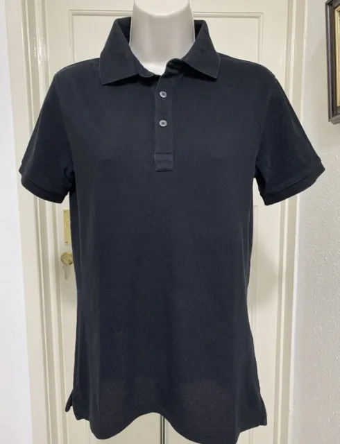 Genuine Burberry Mens Black Cotton Logo Polo T Shirt Size S