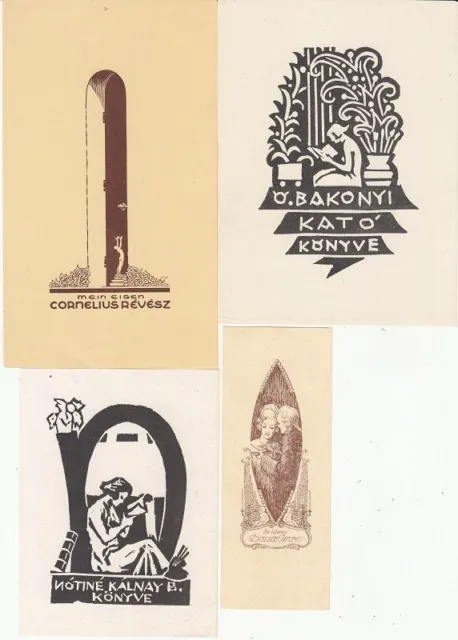 4 Exlibris Bookplate Kornel Revesz 1895-1944 Konvolut Lot 1 Akt