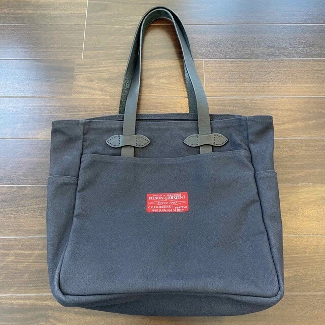 Filson × Nanamica Ragged Twill Tote Bag Red Label Black 100% Cotton for Men
