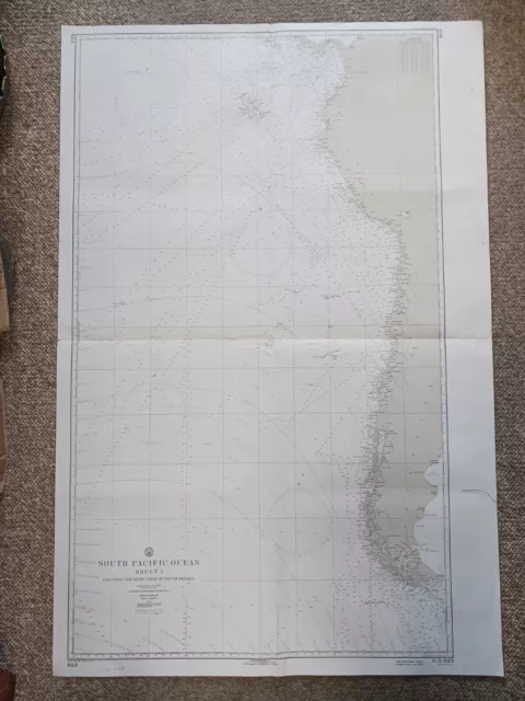 1946 South Pacific (incls. W. Coast of South America) Oceanographic Survey Map