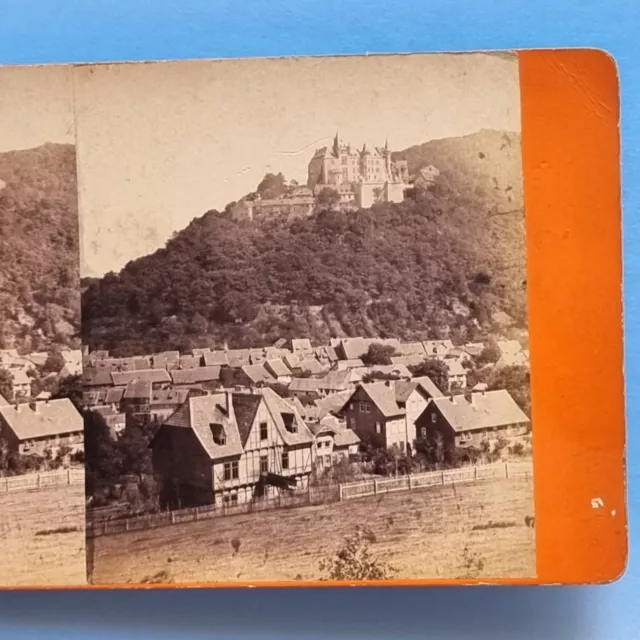 Stereoview Card 3D Real Photo C1880 Hartz Germany Mountian Town And Castle
