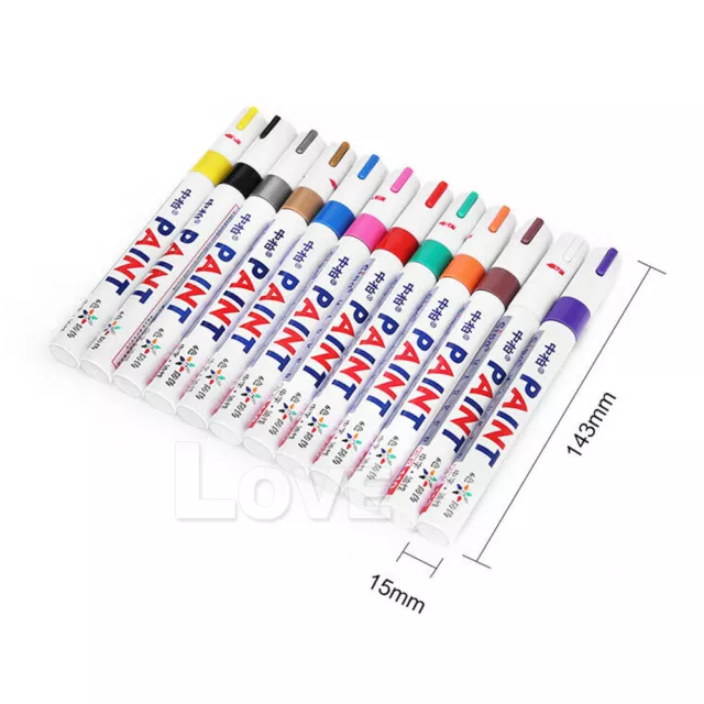 12x Multicolored Rubber Permanent Paint Marker Pens Car Tyre Tread Waterproof OZ 2