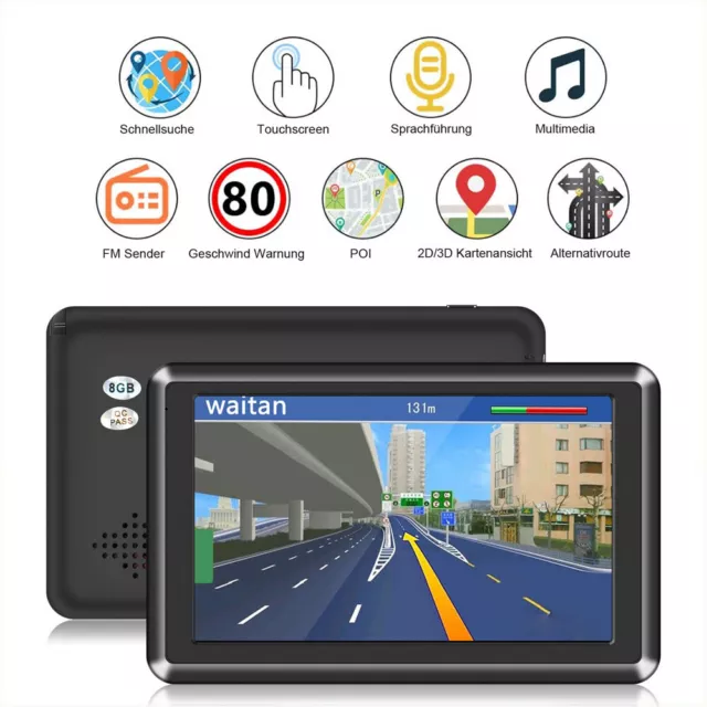 DE Navigationsgerät 5 Zoll GPS NAVI Mit TFT-Touchscreen für Auto LKW PKW Navi 8G