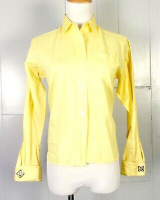Vintage 50s Femme Colonial Jaune Français Poignets Haut + Boutons Sanforisé 34