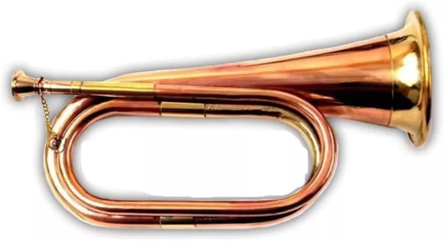 Solid Copper & Brass Bugle| US Military Cavalry Horn Musical Instrument Classic