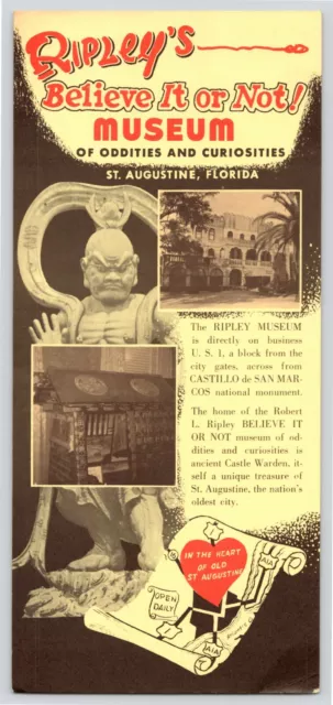 Ripleys Believe It or Not Museum Flyer St Augustine Florida 1960's Vintage 4x9"