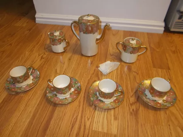 MARKED Koshida JAPANESE  SATSUMA THOUSAND FLOWER TEA  SET