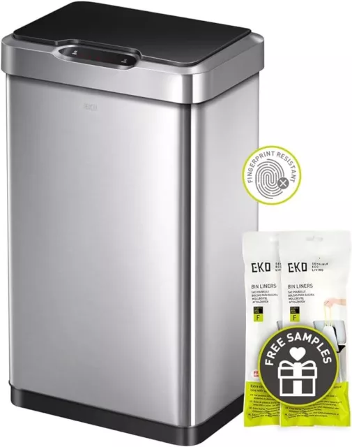 EKO Mirage-T 50 Liter /13.2 Gallon Touchless Rectangular Motion Sensor Trash Can