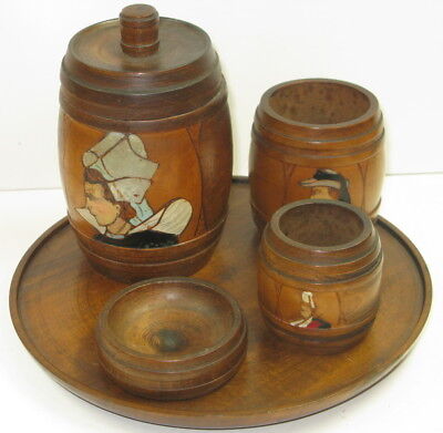 Ancien Service Nécessaire de Fumeur en Bois décor Breton déco chambre d'hôte 