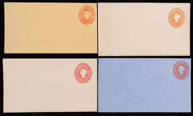 TASMANIA Envelope-PTPO 1890s QV ½d orange, yellow or blue stocks, + 1d red.
