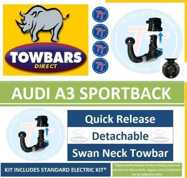 Detachable Swan Neck Towbar for Audi A3 Sportback 5 Door 2004 > 2013 8PA TS626VK