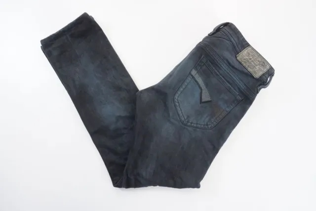 Pantaloni jeans uomo Diesel Thanaz W30 L28 30/28 nero lashed used dritti