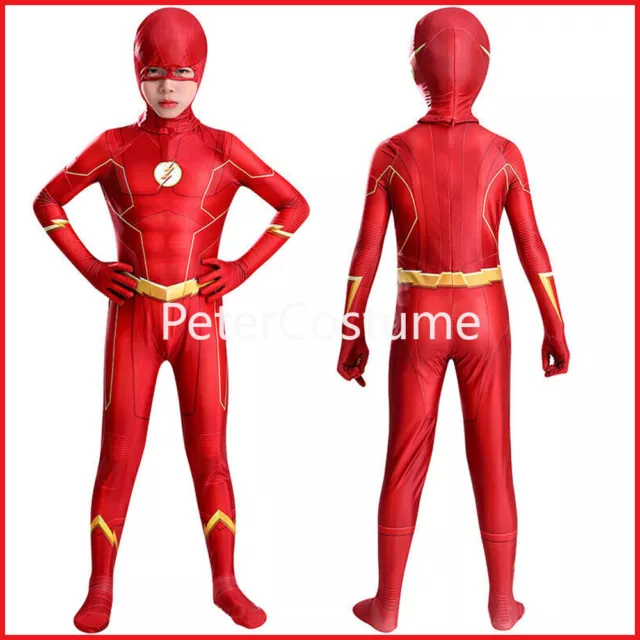 The Flash Kids Costume Justice League Superhero Boys Christmas Cosplay Jumpsuit