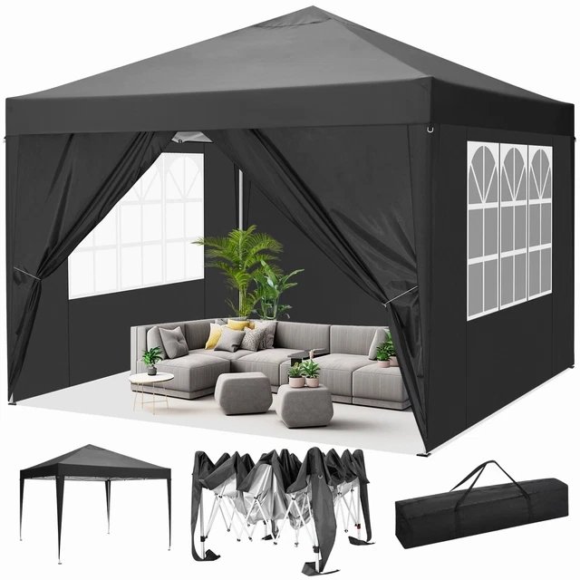 Pavillon 3x3 m Wasserdicht Faltpavillon Pop Up Partyzelt Gartenzelt UV Schutz 3