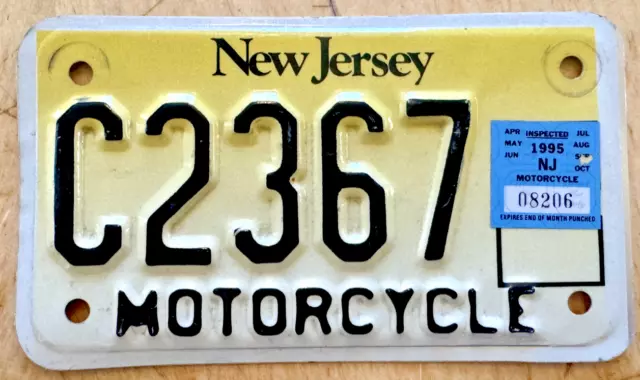 1995 New Jersey  Motorcycle Cycle  License Plate " C 2367 " Nj 95