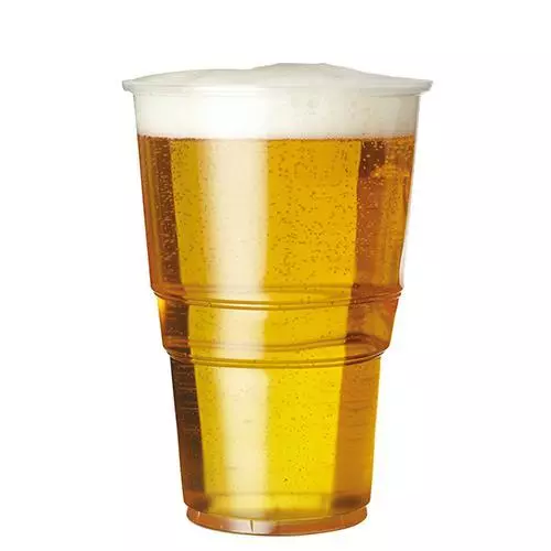 500 x PLASTICO Clear Disposable Plastic Cups 20oz Pint Beer Glasses CE MARKED