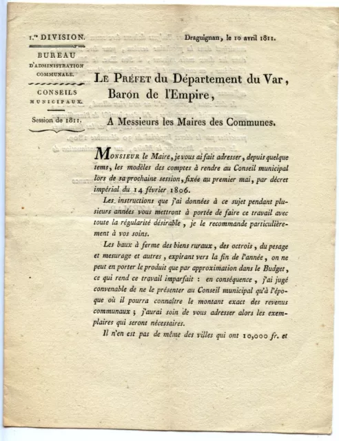 Carta Del Prefecto Del Var Instrucciones Sur La Session Consejos Comunal- 1811