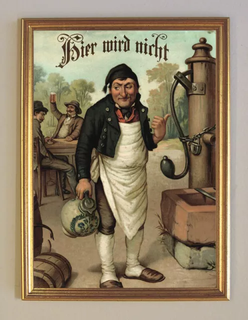 Hier wird nicht Kuriositätenbild Wein Bier nach Lithogarphie Kuriosa 03 Gerahmt