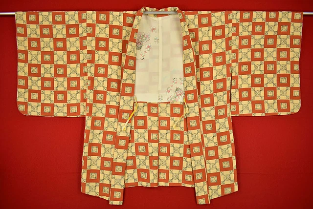 Vintage Japanese Kimono Silk Antique BORO HAORI Kusakizome Dyed/B656/575