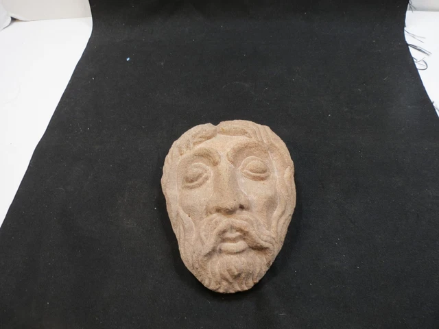 Vintage Sand Face Art Statue Wall Hang Table Decoration 5" Ready To Hang