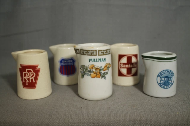 lot 6 Miniature Individual Railroad Creamers  PRR Santa Fe Pullman Union Pacific