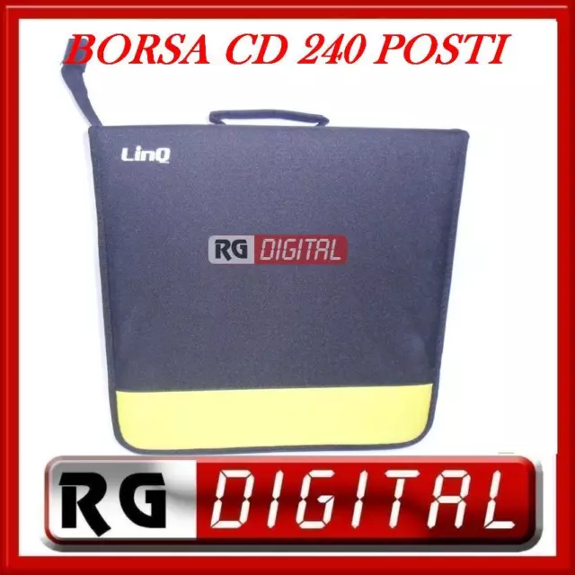 Borsa Porta Cd Dvd 240 Posti Apertuta 180° Nylon Resistente Raccoglitore Linq