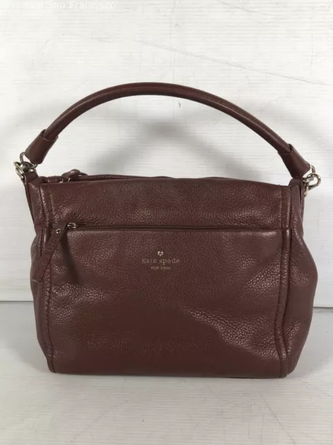 Kate Spade New York Womens Dark Burgundy Leather Pockets Medium Shoulder Bag