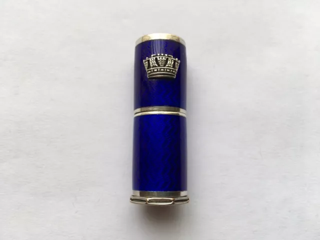 C1930s ROYAL NAVAL SILVER&GUILLOCHE ENAMEL LIPSTICK HOLDER