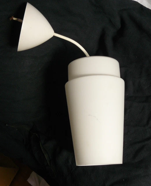 SUSPENSION OPALINE Cylindrique Design Moderniste 1960 Lampe Lustre