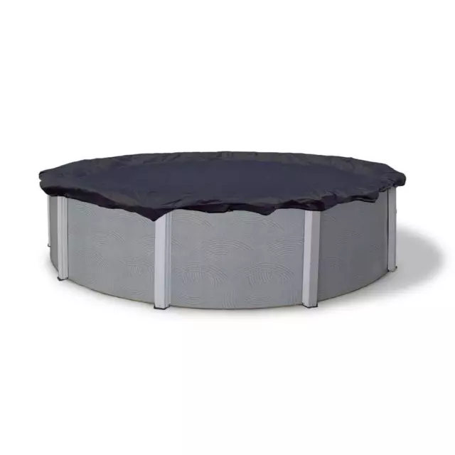 8-year 15/16 ft. round navy blue above ground winter pool cover | wave bronze