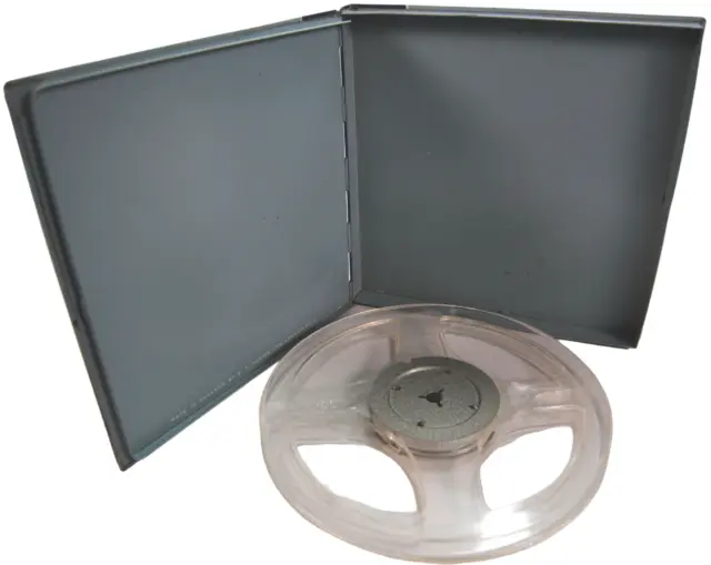 1 carrete de recogida proyector de película de cine Paterson 7" 400 ft 8 mm en caja de metal