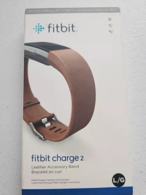 Fitbit Charge 2 Accessory Band, Leather, Cognac, Large  Original Fitbit , NEW