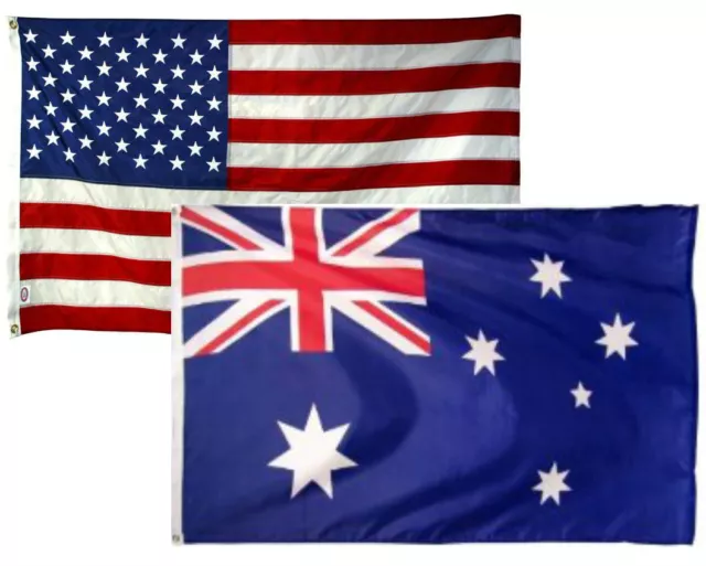 2x3 2'x3' Wholesale Combo USA American & Australia Australian 2 Flags Flag